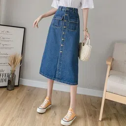 ristey Women Solid Regular Blue Skirt-picture-36