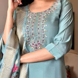 lensya GULNAZ FASHION Embellished Anarkali Kurta, Bottom & Dupatta Set image 5