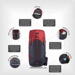forclaz by decathlon Large 70 L Laptop Backpack Trekking Bag 70L Easy-Fit - MT 100 Mahogany image 3
