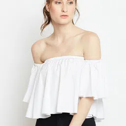 Casual Sleeveless Solid Women White Top-image-48
