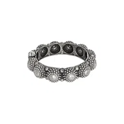 TEEJH Women Silver-Toned Set Of 3 Stacked Oxidized Bangle-Style Bracelet image 2