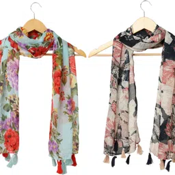 stolevilla Printed Chiffon Women Multicolor Scarf, Stole, Fancy Scarf-picture-41