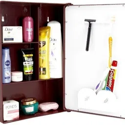 pgen Small (Size: 10x14x4 Inch) MINI Plastic Bathroom Mirror Storage Basin Cabinet Plastic Wall Shelf-picture-10