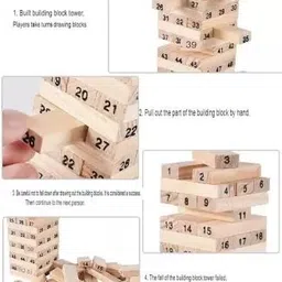 siya Tumbling Tower Wooden Block Stacking Game with 4 Dices, (Gold)-picture-13