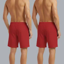 vs tex Pack of 2 Solid Men Red Sports Shorts image 2