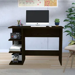 speciality panels Corner rounded Top with 3 Tier Side Storage & Termites resistance Engineered Wood Office Table-picture-24