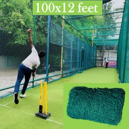 blumax Cricket Practice Net – 100 × 12 ft (Green) – Heavy Duty Nylon Cricket Net-picture-38