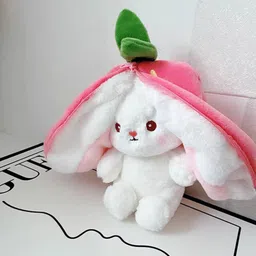 wolkwogg Strawberry Bunny Soft Toy | Cute Plush Doll for Kids | 2-in-1 Stuffed Toy Pillow - 16 cm image 3