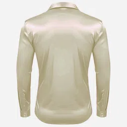 jinik Men Regular Fit Solid Cut Away Collar Party Shirt image 2