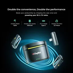 digitek DWM-112 2-in-1 Mic with 50m Range & 7Hr Use for iOS/Android/DSLR Laptop/PC Microphone image 3