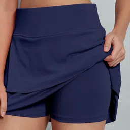 mehrang Women Solid Skorts Dark Blue Skirt image 4