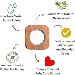 shreeja shilpcraft Natural Neem Wood Ring Inside Ring Rattle with Dumbbell and Cloud Shape Teether Rattle image 5