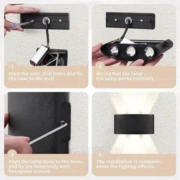 piano 2 Way LED Indoor & Outdoor Lamp Up/Down Right/Left Elevation Light Rustproof & Waterproof Aluminum Body Black (Multi Color) Post Light Outdoor Lamp image 2