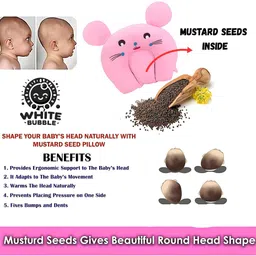 white bubble Mustard Seeds Baby Pillow Pack of 1 Toons & Characters Rai Pillow Velvet, Baby Head Shaping Takiya Soft Pillow Infant image 2