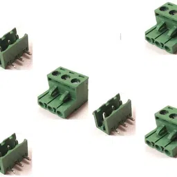 erhindia (Pack of 5) 5085 Plug In Type Screw Terminal Connector - 3 Pin - 5.08mm 300V/15A, 28-12 AWG Pitch Right Angle Screw Terminal Block Male Female Pair-picture-30