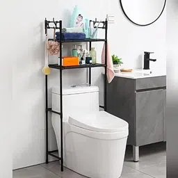 feeling mall 2 Tiers Over The Toilet Rack Bathroom Space Saver Storage Organiser Freestanding Iron Wall Shelf-picture-11