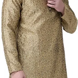 sg leman Men Printed Pure Silk Straight Kurta image 3