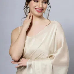 Solid/Plain Bollywood Satin, Silk Blend Saree-image-26