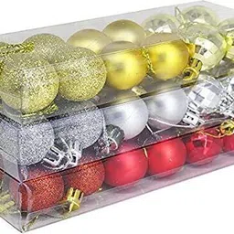 vital creations New_Vital Creation 36 pcs 3 cm RED Golden Silver Christmas Balls Christmas Tree Balls Pack of 36-picture-20