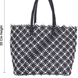 toyscharm Plastic Wire Koodai Basket,Black and White Pattern,Traditional Handwoven Wire Basket Storage Basket image 2