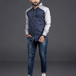 nofilter Men Regular Fit Solid Ribbed Collar Casual Shirt image 4