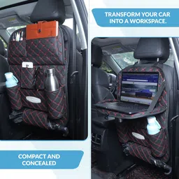 neodrift 7D PREMIUM Car Seat Organizer | PU Leather with Folding Meal Tray and 10 Pockets Car Multi Pocket image 5