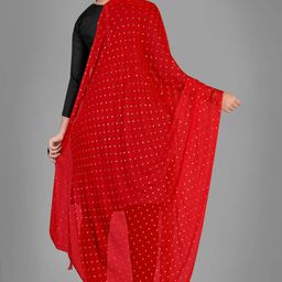 kemza Chiffon Embellished Red Women Dupatta image 5