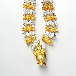 Sigaram 6 Inch Gold & Silver Artificial Mala / Hara for Home Pooja Decor K4836 Gold, Silver Jasmine Artificial Flower-picture-36