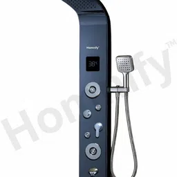 Dot Shower Panel 6 in One Tower System, Rainfall Shower, Body Massage Spray Handheld Shower, Temperature Display, Wall Mount Easy Connect Shower Panel Kit black colour image 5