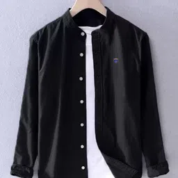 fubar Men Slim Fit Solid Mandarin Collar Casual Shirt-picture-17