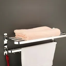 S.S.Folding 24 Inches Large Towel Rack for Bathroom/Towel Stand Foldable) 24 inch 2 Bar Towel Rod-image-60