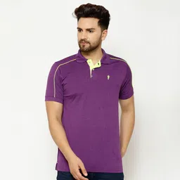 eppe Men Solid Polo Neck Polyester Purple T-Shirt-picture-12