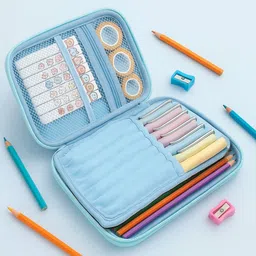 famyo Blue Pencil Pouch for Boys Astronaut, Space Art EVA Pencil Box image 2