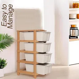 ashlas 4 Plastic Modular Drawer System for Home, Office Free Standing Chest of Drawers PP Collapsible Wardrobe image 2
