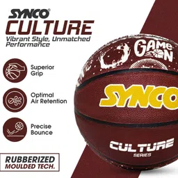 synco Culture series | Junior Basketball | Moulded | 8 Panel | Brown Basketball - Size: 5 image 3