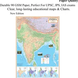 editone enterprises India Physical Map 28x40 Inch (70x100 cm) – Premium 90 GSM Thick Paper | Extra Quality Print | Latest QR Code Edition | Ideal for SSC, UPSC & Competitive Exam Preparation | Durable & Detailed Wall Map Paper Print Paper Print Paper Print image 3