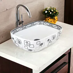 solano Premium Quality Attractive Ceramic Glossy Art Basin For Bathrooms & Living Room AR-013 [18 x 13 x 5]INCH Table Top Basin-picture-17
