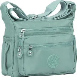 ts with techsun Green Women Sling Bag Stylish Comfortable Modern Lifestyle Messenger Purse Multipocket Travel Slingbag image 1
