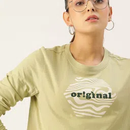 DressBerry Olive Green Typography Printed Crop Top-picture-48