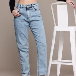 Freehand by The Indian Garage Co Women Straight Fit Mid-Rise Light Fade Stretchable Jeans-picture-13