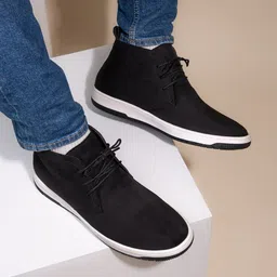 Styli Men Mid Top Faux Leather Casual Lace Up Boots-picture-36