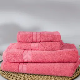 STELLAR HOME Coral 4 Piece Cotton 380 GSM Towel Set-picture-5