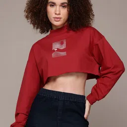 The Roadster Lifestyle Co. Printed Crop Sweatshirt-image-48