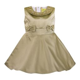 Wish Karo Girls Olive Green Solid Fit and Flare Dress-picture-30