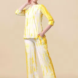 KALINI Tie And Dye Printed Pure Cotton Night Suit-image-28