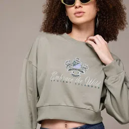 The Roadster Lifestyle Co.Printed Drop-Shoulder Sleeves Sweatshirt-image-35