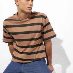 The Roadster Life Co. Pure Cotton Striped Relaxed Fit T-shirt-picture-30