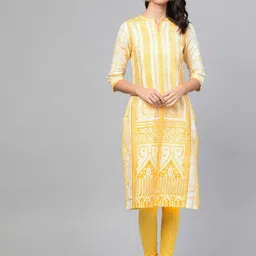 W Women Off-White & Yellow Printed Straight Kurta-picture-35