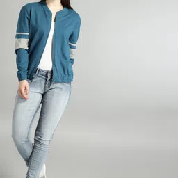 Roadster Women Teal Blue Colourblock Sweatshirt-image-11