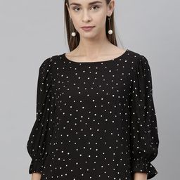 Vero Moda Women Black& White Polka Dot Printed Top-picture-16